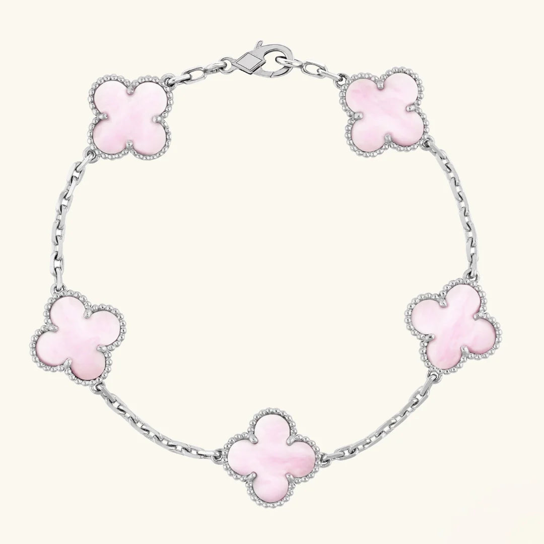 CLOVER Pink and Silver Bracelet